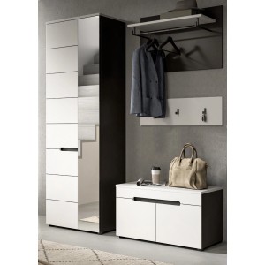 Inn.Furn Garderoben-Set 4-teilig in Weiß und Grau 160 cm Cooper