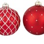 6er Set rote und grüne Weihnachtskugeln, 8 cm, verschiedene Designs.