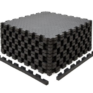 eyepower Bodenschutzmatten, 12er Set, 63x63cm, Schwarz. Ideal als Fußmatten & Schmutzmatten.