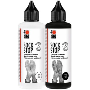 Marabu Sock Stop Anti-Rutsch-Farbe, 2er-Set (Schwarz, Weiß) für Textilien.