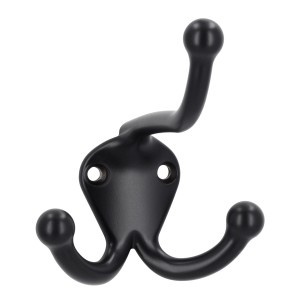 Schwarzer Siro Huthaken 581 aus Metall mit drei Aufhängemöglichkeiten.