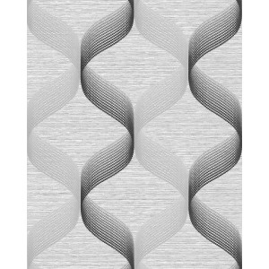 Grafische Retro Tapete in Silber, Grau und Anthrazit mit Glitzer-Effekt.