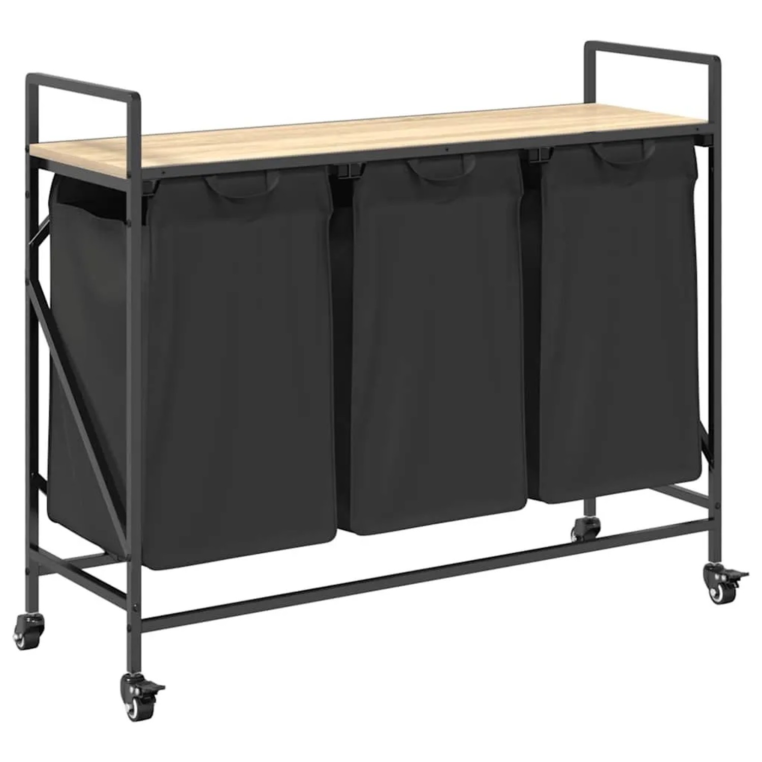 vidaXL Wäschekorb 3 Fächer mit Rollen Sonoma Eiche 859091