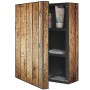 Banjado XXL Medizinschrank, abschließbar, anthrazit mit Holzmotiv, 35x46x15cm.