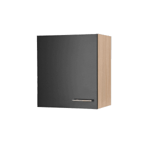 Respekta Oberschrank Merle, 50 cm, Schwarz, mit Metallgriff. Küchen-Hängeschrank mit Soft-Close Funktion.