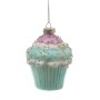 Marelida Cupcake Baumschmuck aus Glas, mit Zuckerperlen verziert.