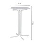 Runder, weißer Klapptisch „Marmor“ von Mfg, 70x70 cm, ideal für Balkon und Garten.