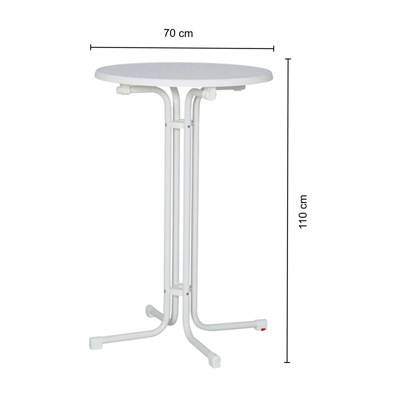 Runder, weißer Klapptisch „Marmor“ von Mfg, 70x70 cm, ideal für Balkon und Garten.