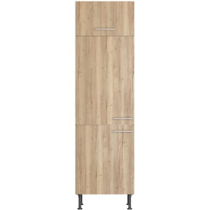 Optifit Hochschrank Erik290 für Kühlschrank, 60x212 cm, Wildeiche Dekor, Vorratsschrank mit Stauraum.