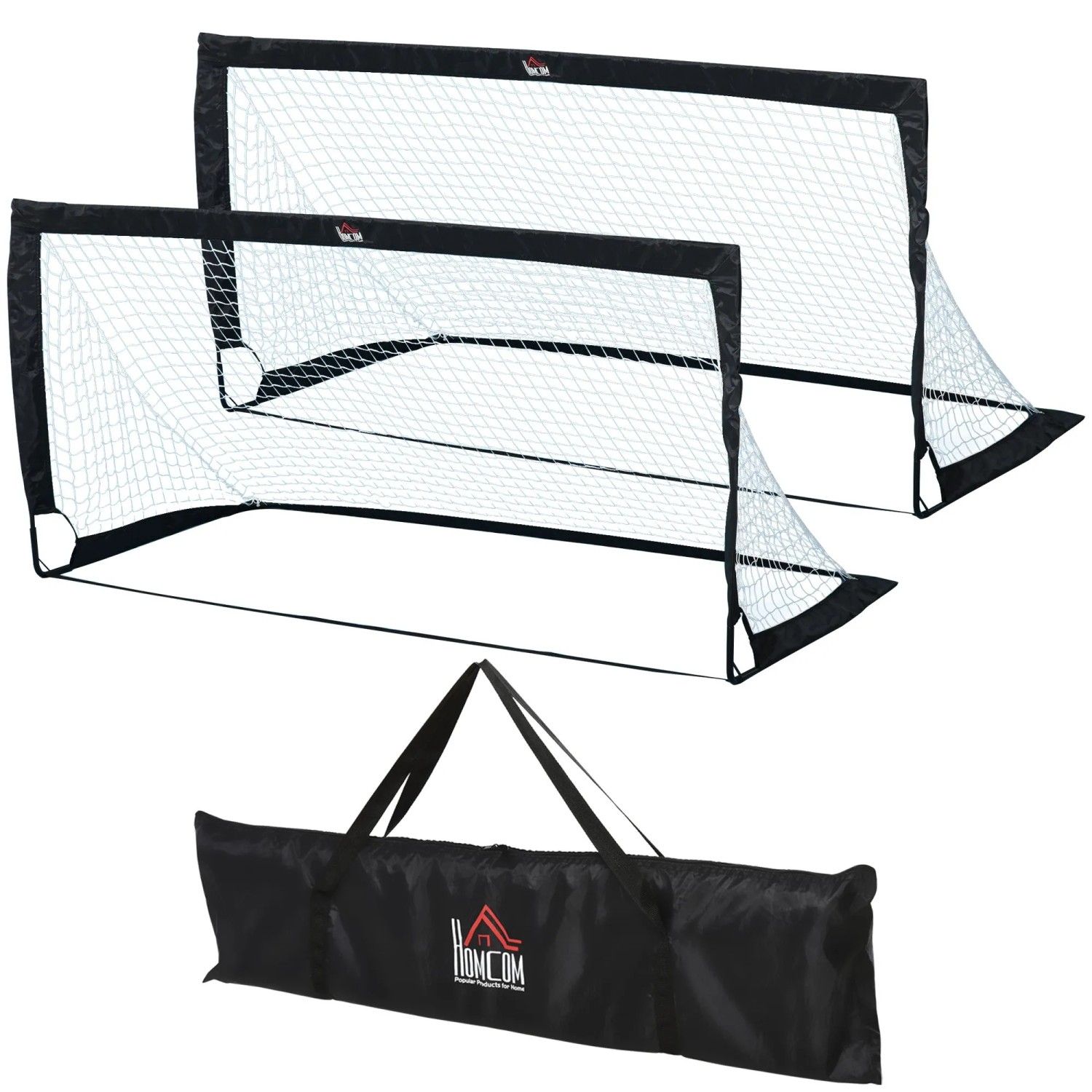 HOMCOM Fußballtor Metall  Oxfordstoff Schwarz 183L x 90B x 90T cm
