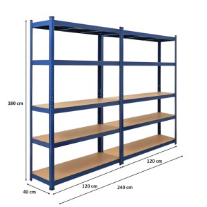 PROREGAL Schwerlastregal Mega Deal, 2 blaue Steckregale (180x120x40 cm) für Garage und Werkstatt.