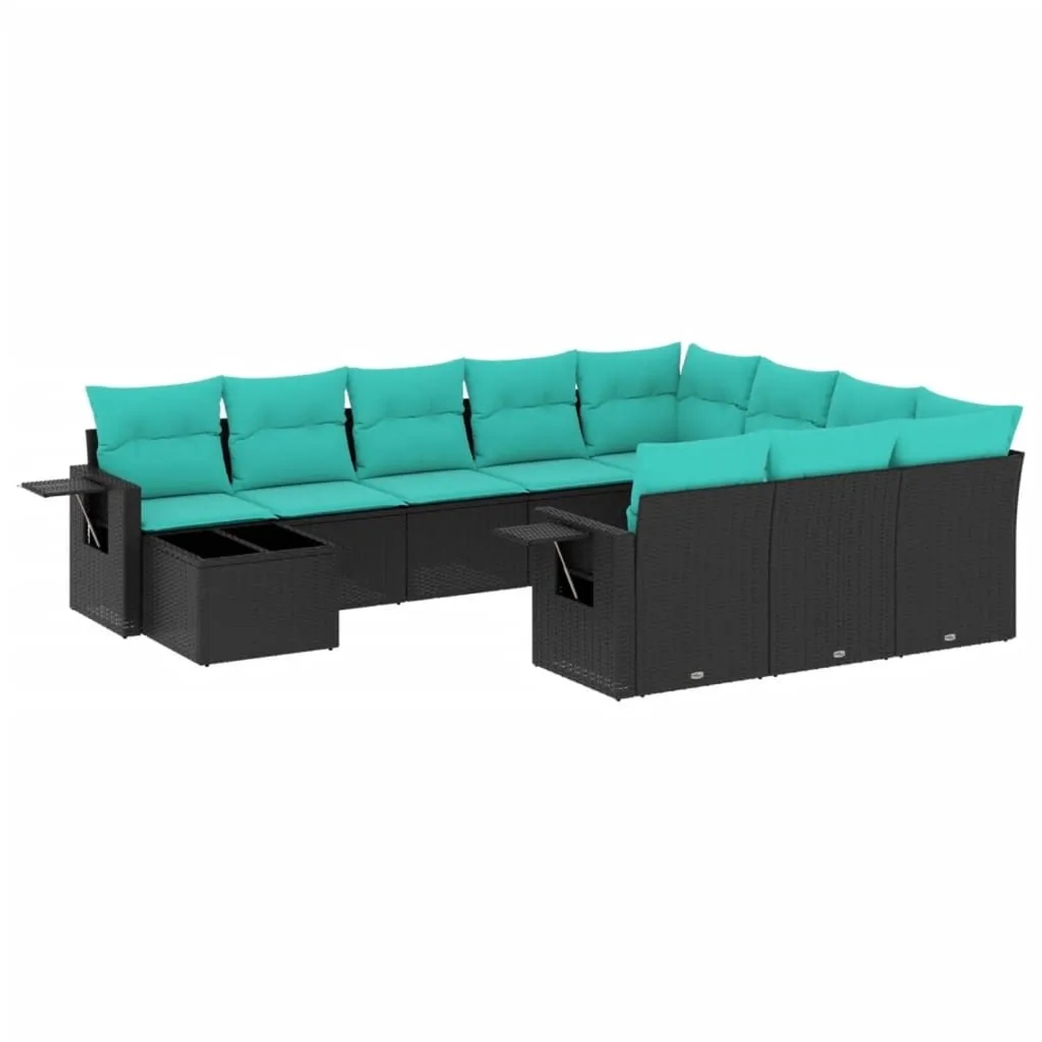 vidaXL 11-Tlg Gartensofa-Set mit Kissen Schwarz Polyrattan 3220726 günstig online kaufen
