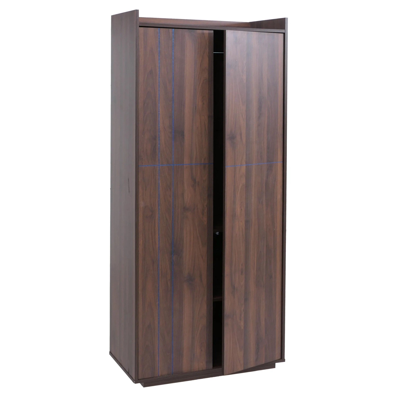 MCW Schrank P44 2 Türen Push-to-open MDF 184x80x40cm Walnuss-Optik