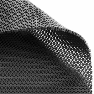 Graue KARAT Hygienematte 90x250 cm für Barfußzonen, UV-beständig, gewellte Struktur.