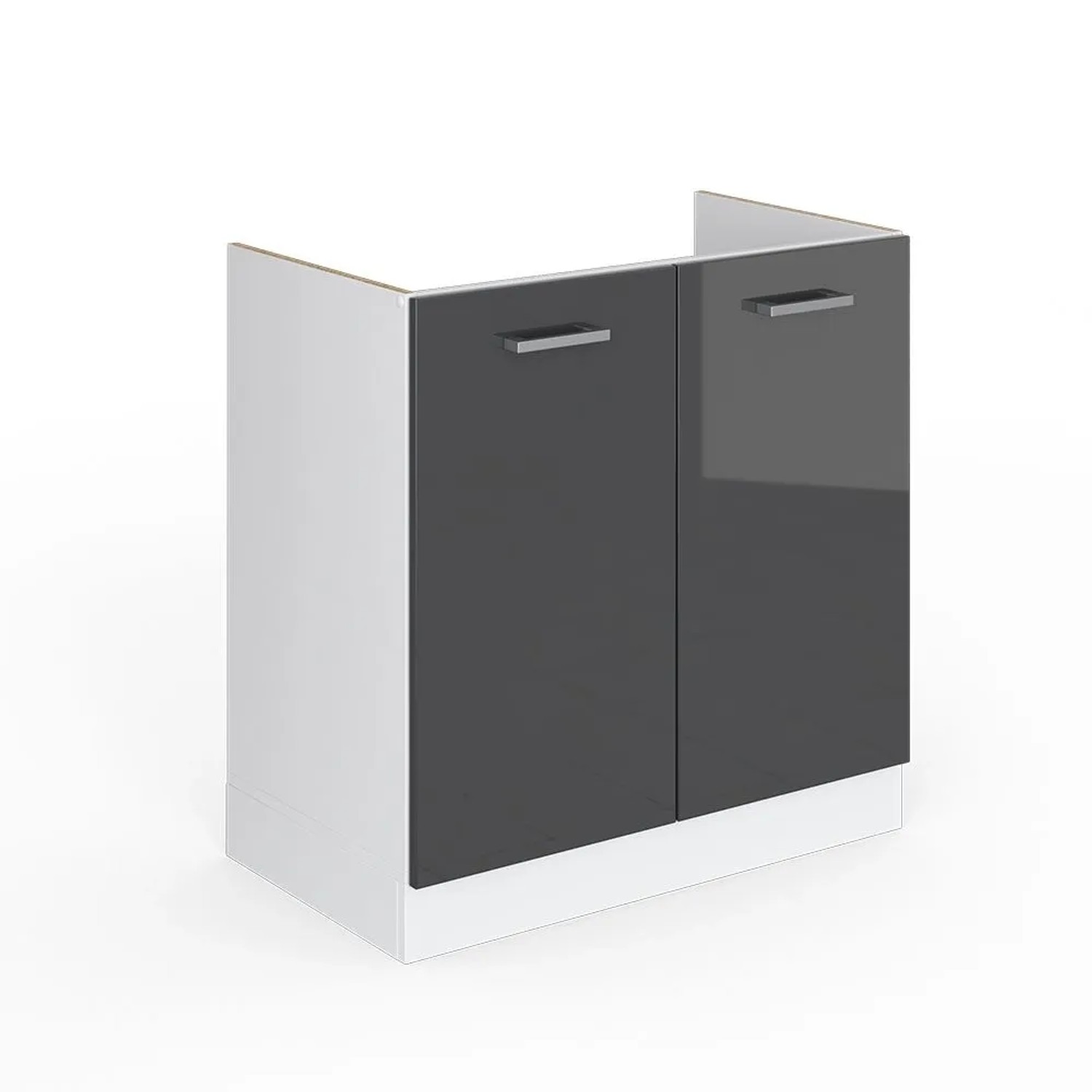 Vicco Spülenunterschrank R-Line Anthrazit Hochglanz Weiß 80 cm ohne Arbeitsplatte