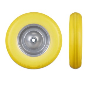 Relaxdays Schubkarrenrad Vollgummi Gelb-Grau Pannensicher Kugellager 39 cm x 9 cm