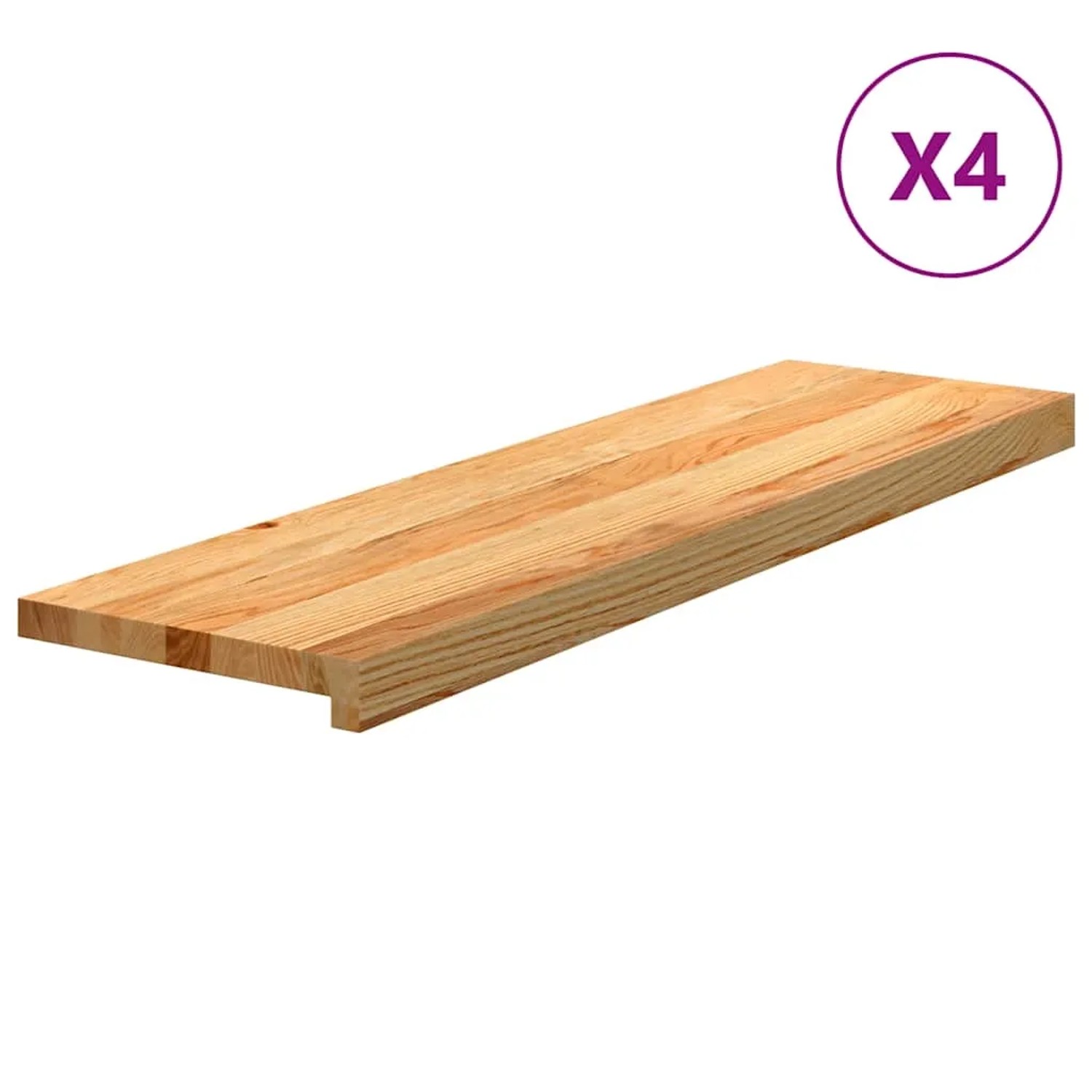 vidaXL Treppenstufen 4 Stk Hellbraun 90x30x2 cm Massivholz Eiche 3282961_3