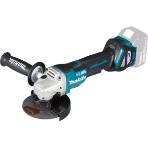 Makita Akku-Winkelschleifer DGA517Z (18 V, Solo) mit Schleifscheibe und Zusatzhandgriff.