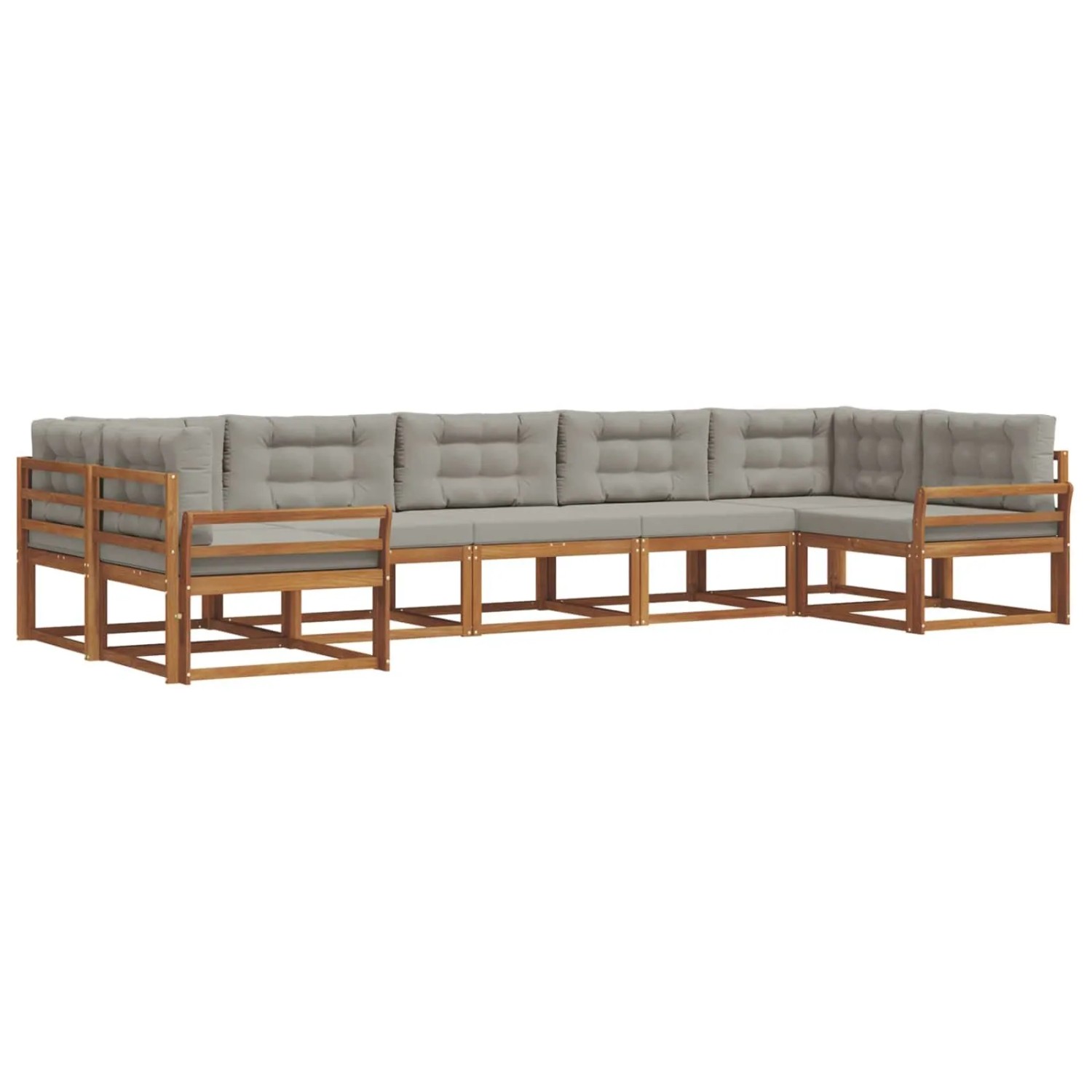 vidaXL Outdoor-Sofagarnitur mit Kissen 7-Tlg Natur und Hellgrau 3368104