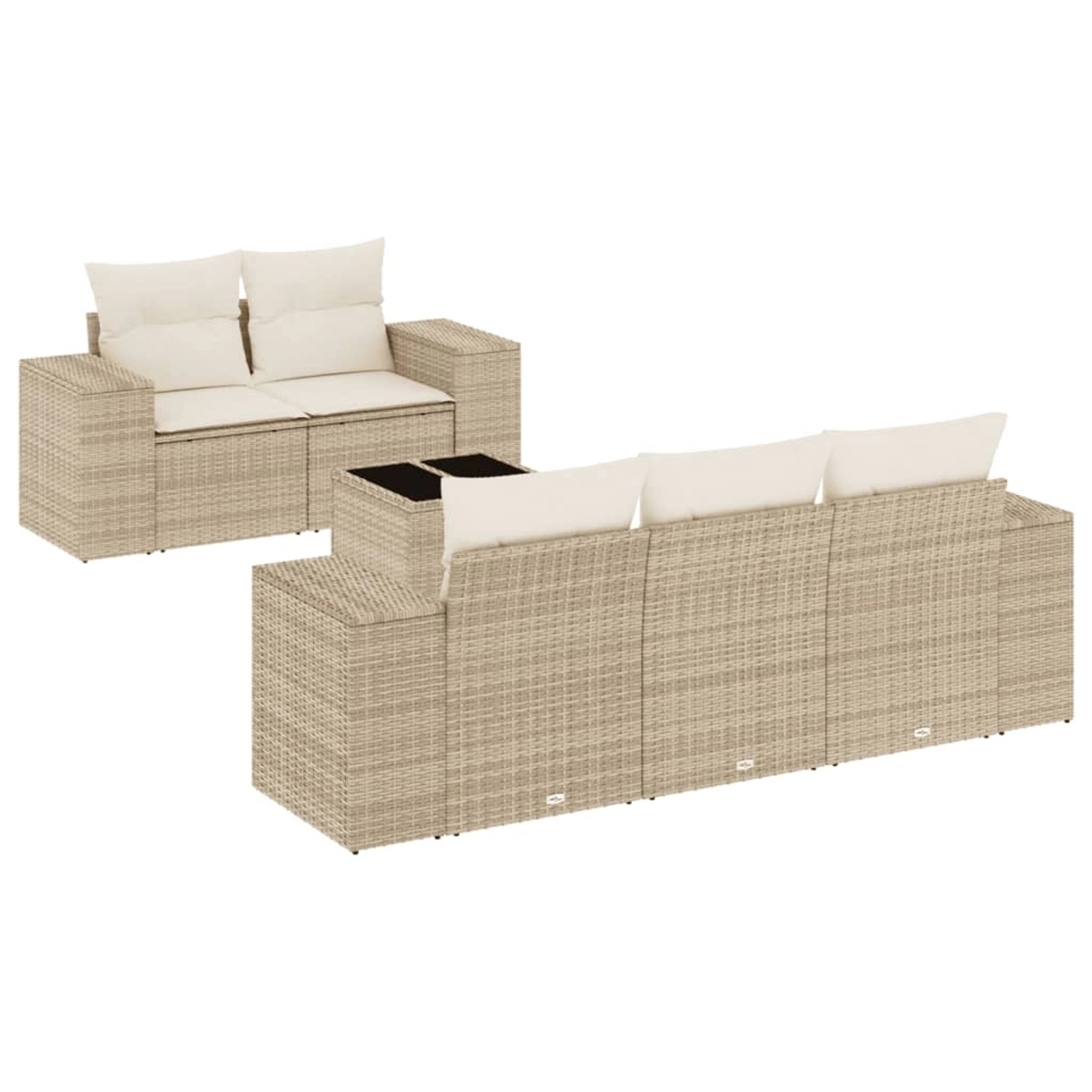 vidaXL 6-Tlg Garten-Sofagarnitur mit Kissen Beige Poly Rattan 3254635 günstig online kaufen