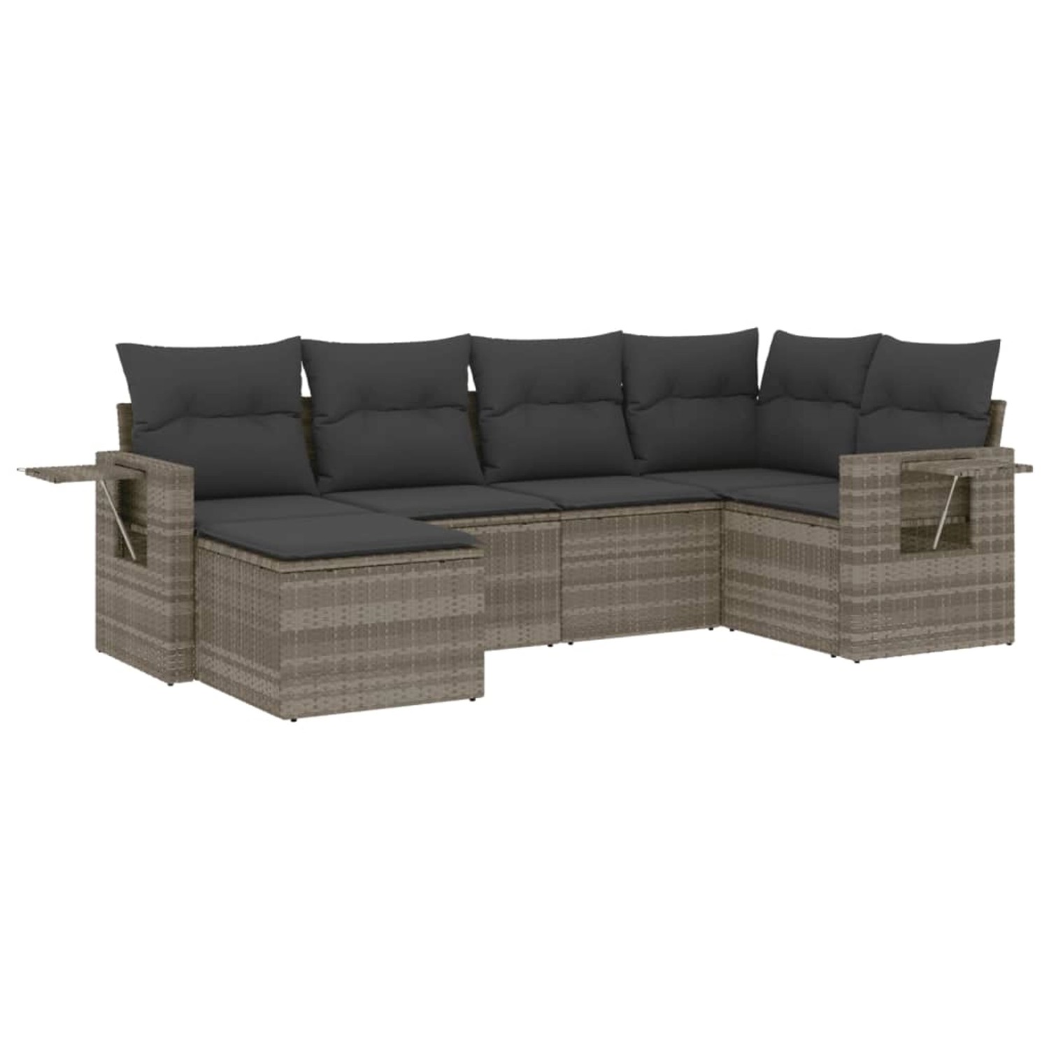 vidaXL 6-Tlg Garten-Sofagarnitur mit Kissen Hellgrau Poly Rattan 3252799 günstig online kaufen