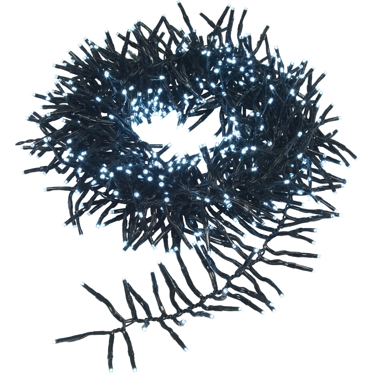 LED-Büschellichterkette 576 LEDs Kaltweiß Schwarzes Kabel 7,2 m