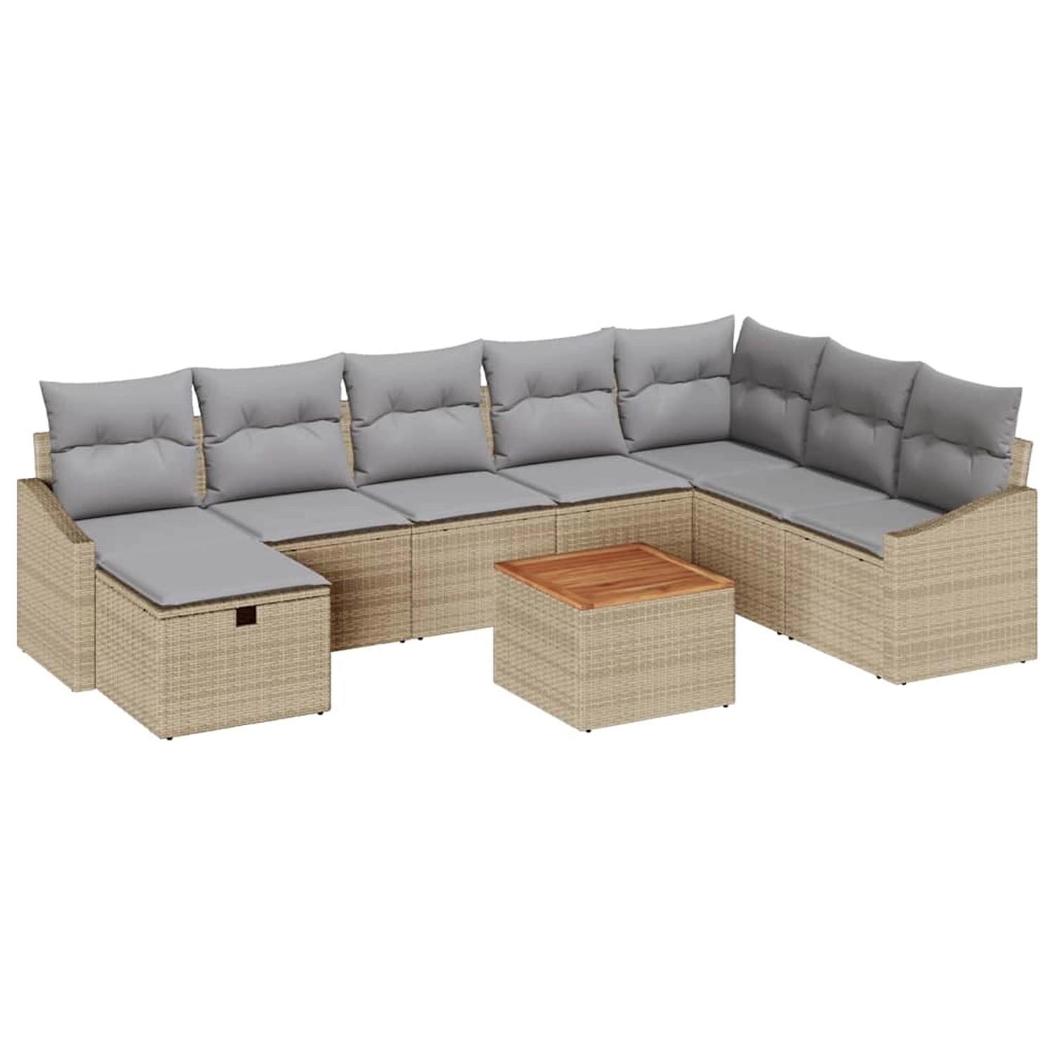 vidaXL 9-Teiliges Garten Sofa Set mit Kissen Beigem Poly Rattan 3359581 günstig online kaufen