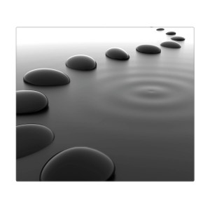 Banjado Herdabdeckplatte Glas mit schwarzen Steinen Motiv, 60x52cm, auch als Schneidebrett nutzbar.