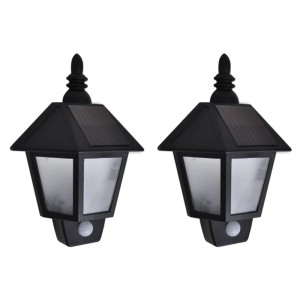 vidaXL Solar-Wandleuchten 2 Stk mit Bewegungsmelder Schwarz 277124
