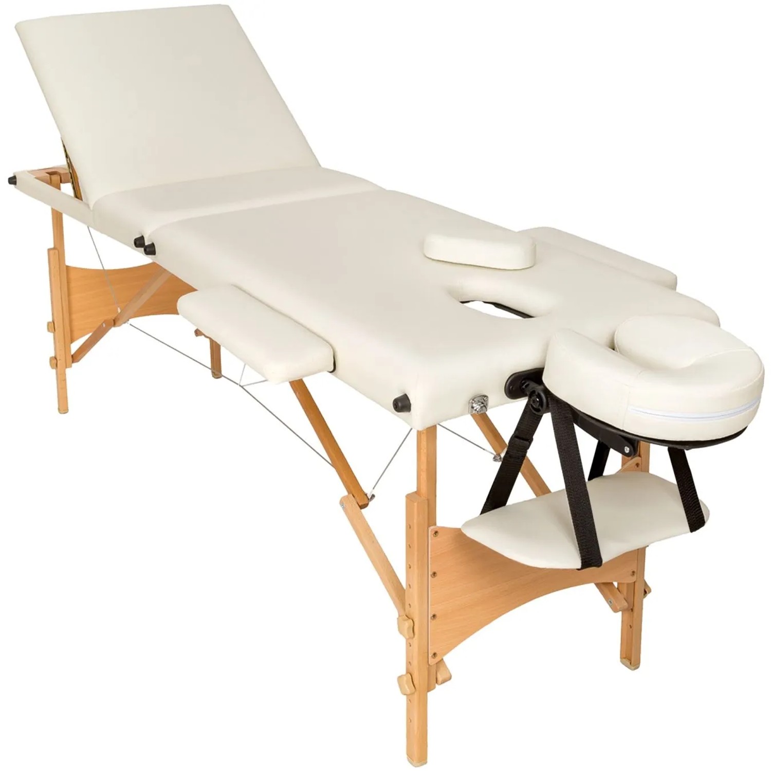Tectake 3 Zonen Massageliege Daniel Breite 60 cm  Polsterung 5 cm Inklusive Tragetasche  185 x 60 x 62 cm Beige