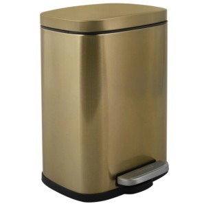 Spirella Akira Kosmetikeimer, 5 l, gold gebürstet, mit Fußpedal und Softclose.