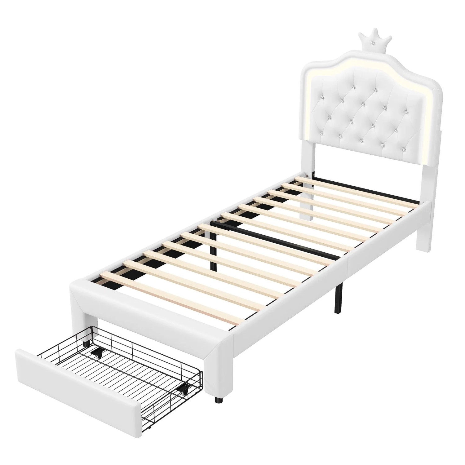 PXloue Kinderbett 90x200cm Polsterbett mit LED- Beleuchtung und Schublade K günstig online kaufen