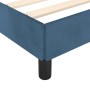 Detailansicht: Dunkelblaues Samt-Bettgestell 90x200 cm mit schwarzen Füßen.