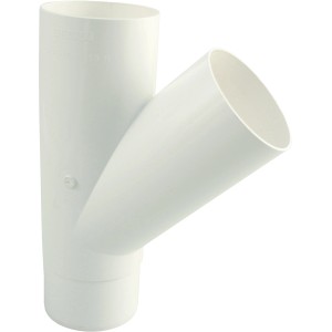 Weißer Marley Rohrabzweig 45 Grad DN 105/105 für Kunststoff-Dachrinnen.