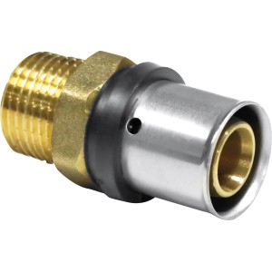 Press-Übergangsstück aus Messing, 20 mm x R 1/2 Zoll, für Heizung und Trinkwasser.