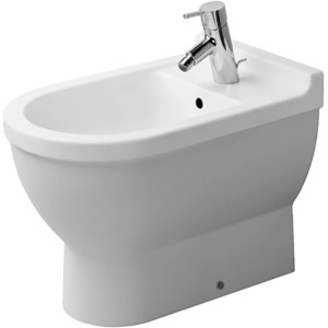 Duravit Starck 3 Stand-Bidet, weiß mit WonderGliss Beschichtung, Überlauf und Hahnloch.