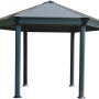 Anthrazitfarbener Palram Canopia Roma Gartenpavillon 4x3.6 mit LED-Set.