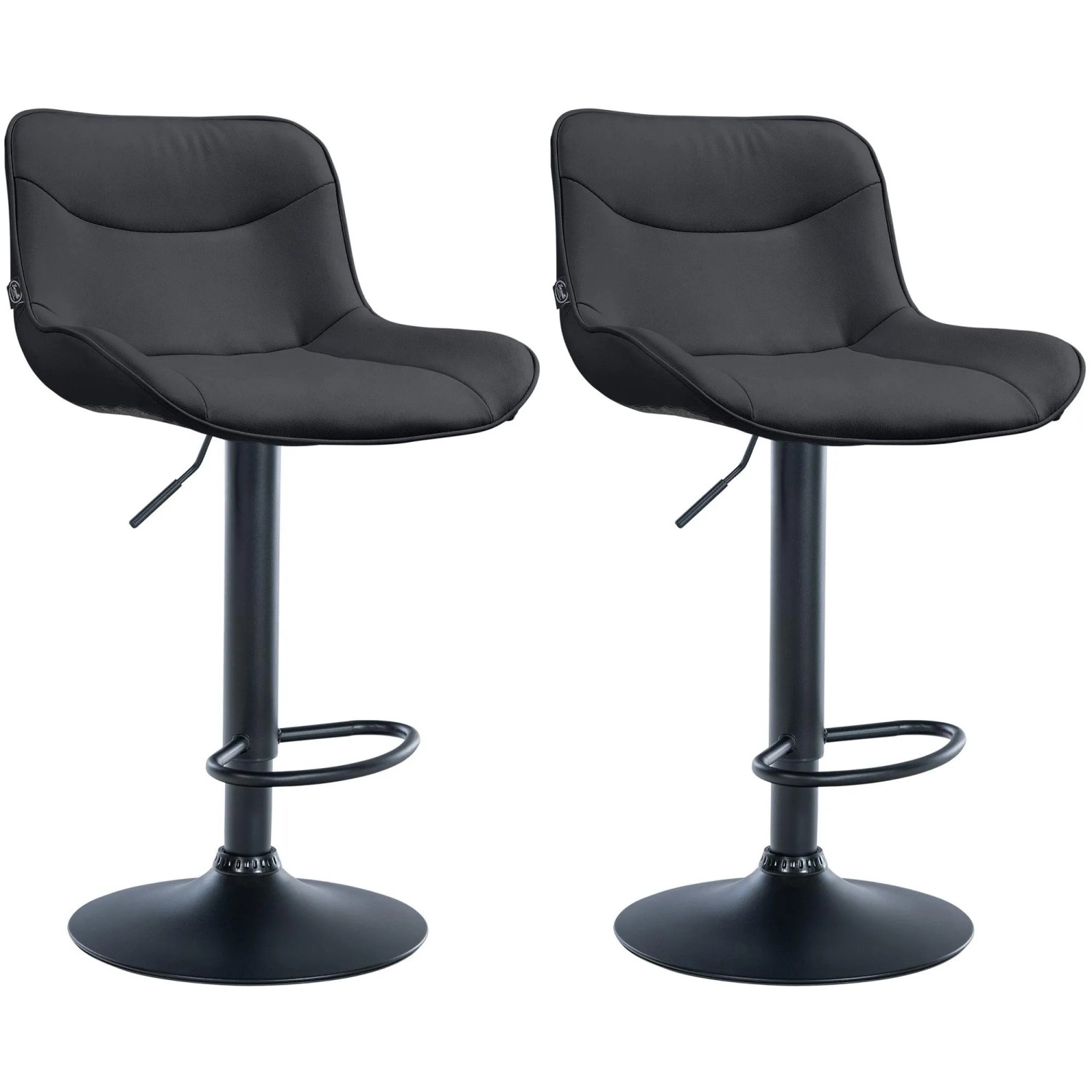 CLP 2er Set Barhocker Vonore Kunstleder Schwarz/Schwarz