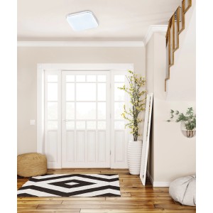 Weiße LED-Deckenleuchte Porto von Fischer & Honsel, quadratisch, 17x17 cm. Moderne Deckenlampe.