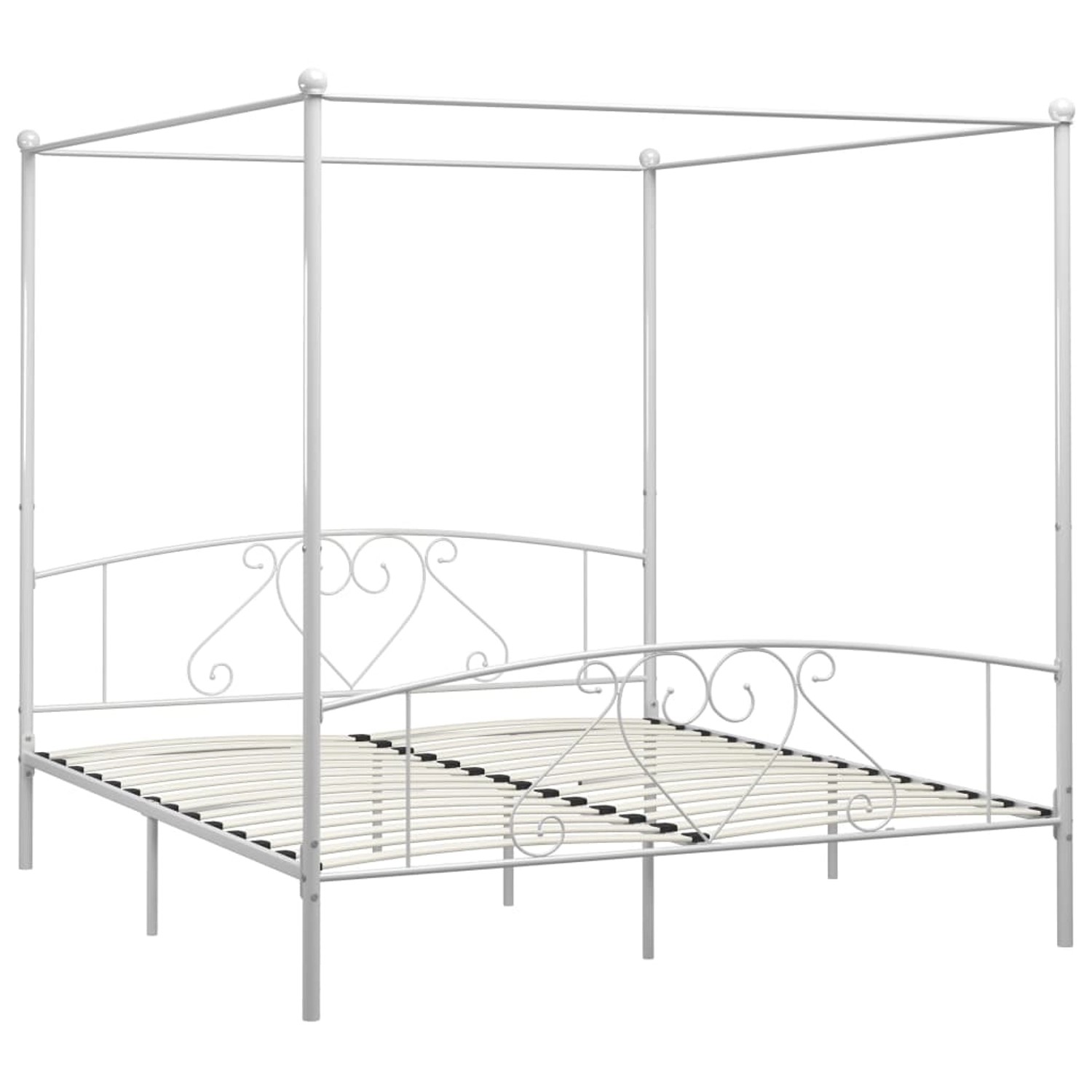 Himmelbett-gestell Weiß Metall 200 X 200 Cm günstig online kaufen