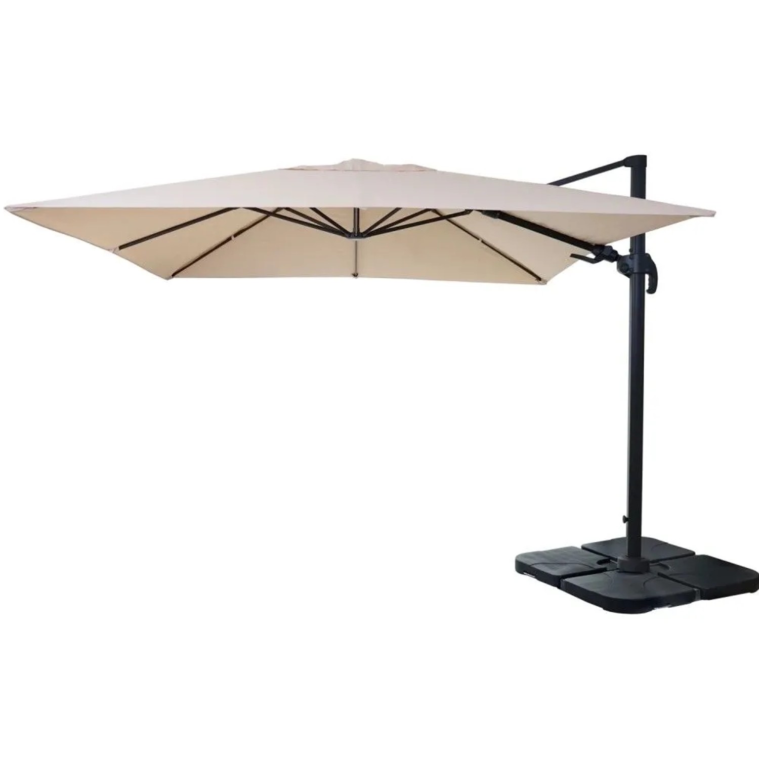 MCW Ampelschirm A96 3x3m Alu/Stahl Creme mit Ständer