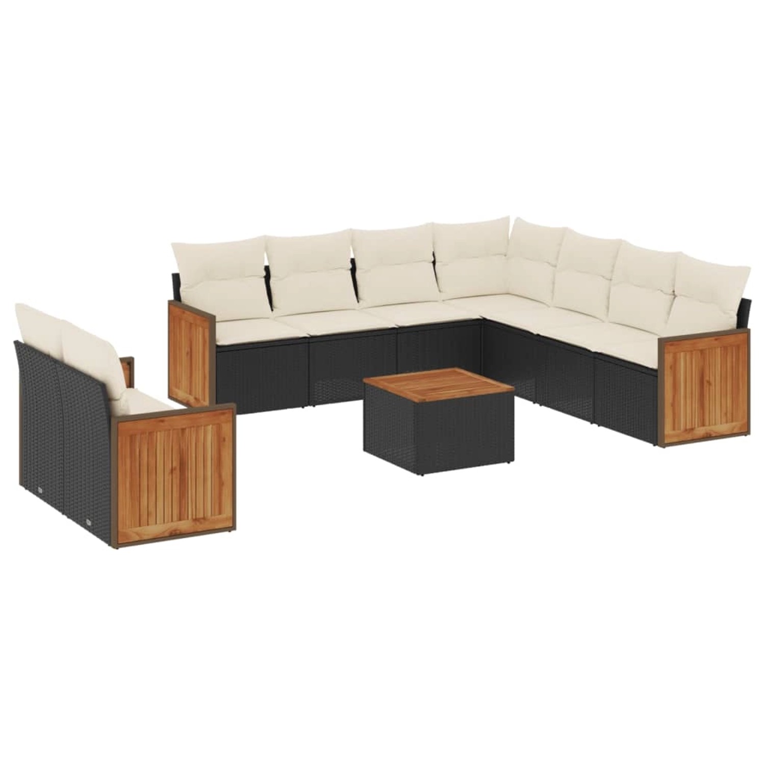 vidaXL 10-Tlg Garten-Sofagarnitur mit Kissen Schwarz Poly Rattan 3227785 günstig online kaufen