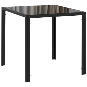 Schwarzer HOMCOM Esstisch aus Stahl mit quadratischer Hartglasplatte, 75x75 cm. Modernes Design für Küche oder Esszimmer.