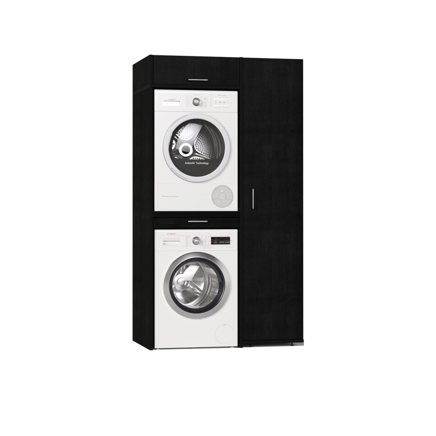 Waschturm Waschmaschinenschrank Slimline 3.1 Schwarz Eiche-Optik günstig online kaufen