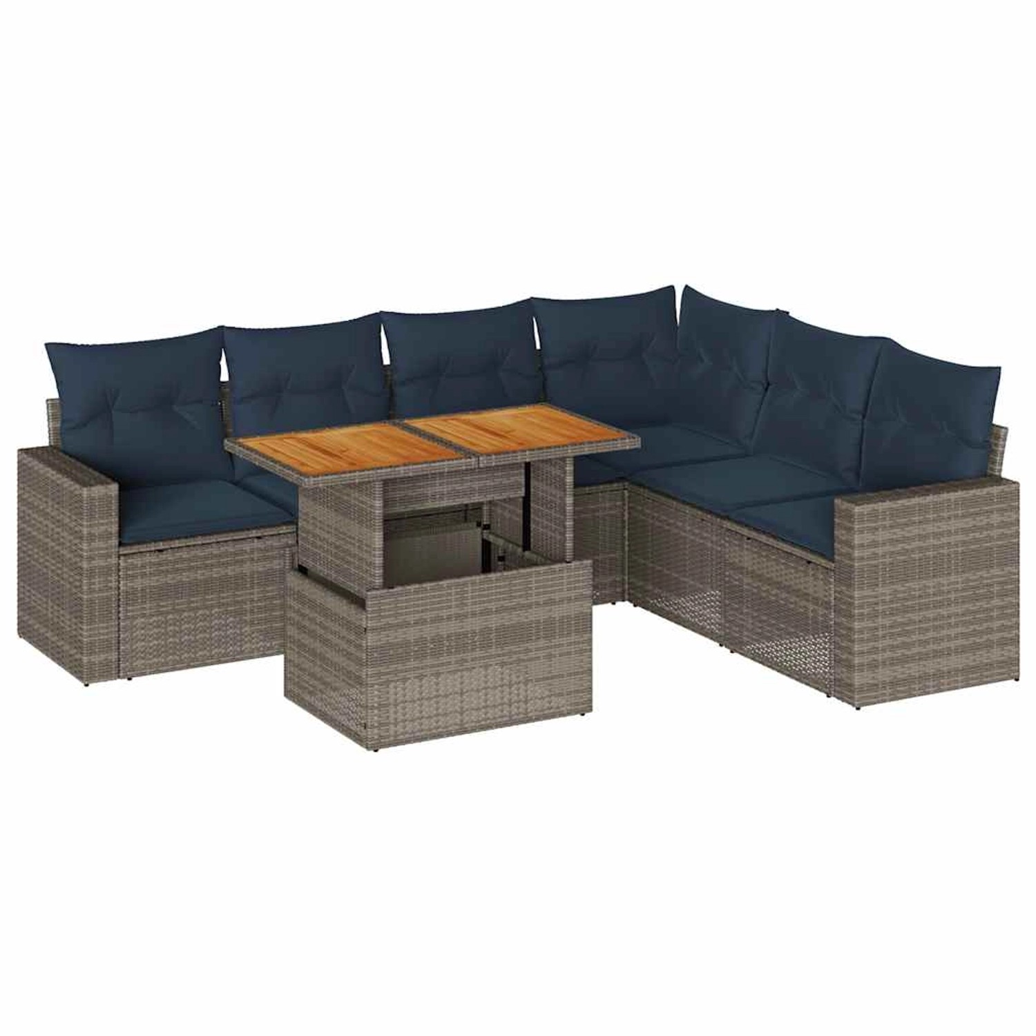 vidaXL 7-Tlg Garten-Sofagarnitur mit Kissen Grau Poly Rattan 3327050 günstig online kaufen