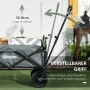Outsunny Gartenwagen, grau, mit verstellbarem Griff. Ideal für den Transport im Garten.