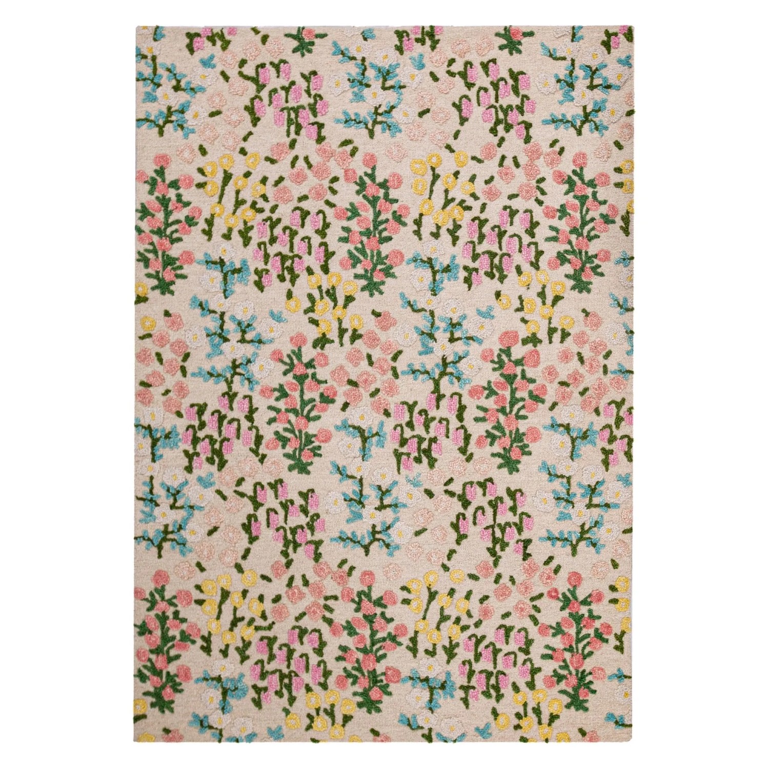 Flair Rugs Wollteppich Emilia Floral 160 cm x 230 cm Elfenbein
