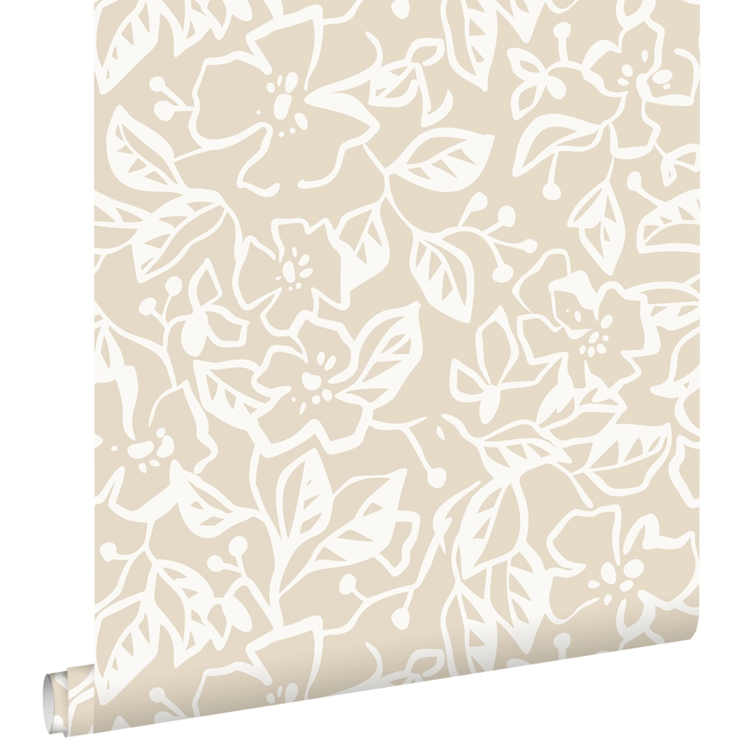 ESTAhome Tapete Blätter und Blumen Hellbeige 50 x 900 cm günstig online kaufen