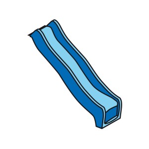 Blaue Wellenrutsche, 300 cm lang, für Spielplatz oder Garten.