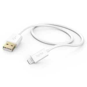 Weißes Hama Ladekabel USB-A auf Lightning, 1,5 m, für Apple iPhone, iPad und iPod.